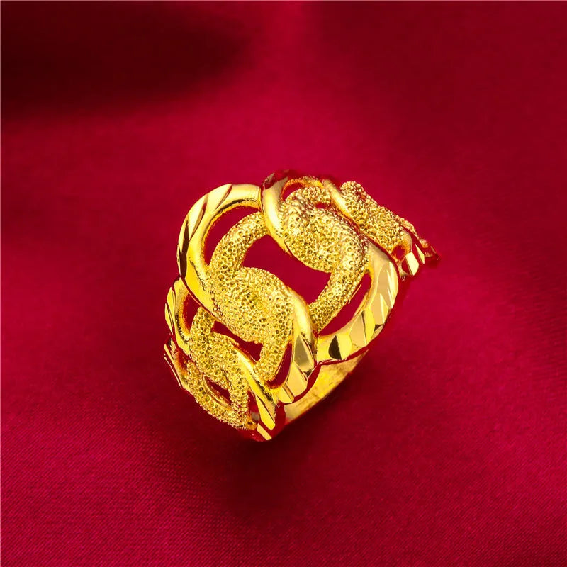 Women's Woven Pattern Gold Tone Open Adjustable Ring Fashion Jewelry For Daily Wear Party Date Gift 5 Optional Styles For Female