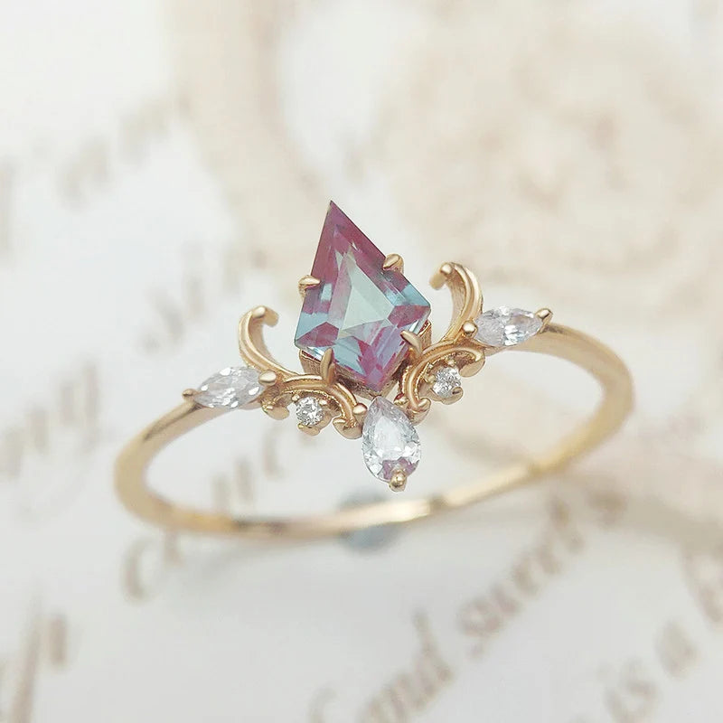 Rings for Women Alexandrite 925 Sterling Silver Gold Plated Vintage Fine Jewelry Luxury Bijoux Wedding Ring Party RI230 Main image