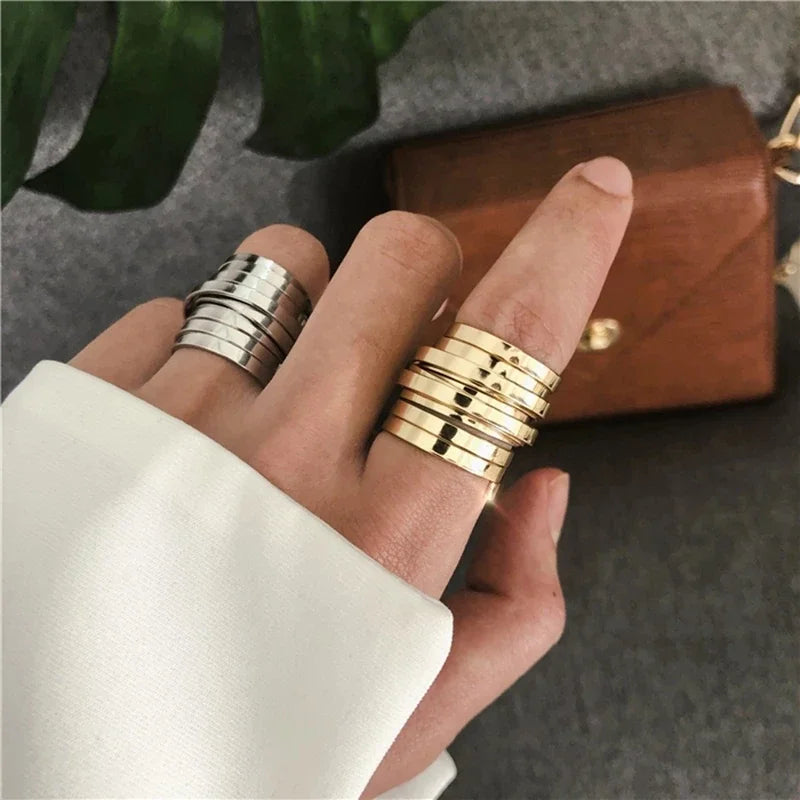 Multi Layer Wide Ring for Women Minimalist Medium-Sized Rings Main image