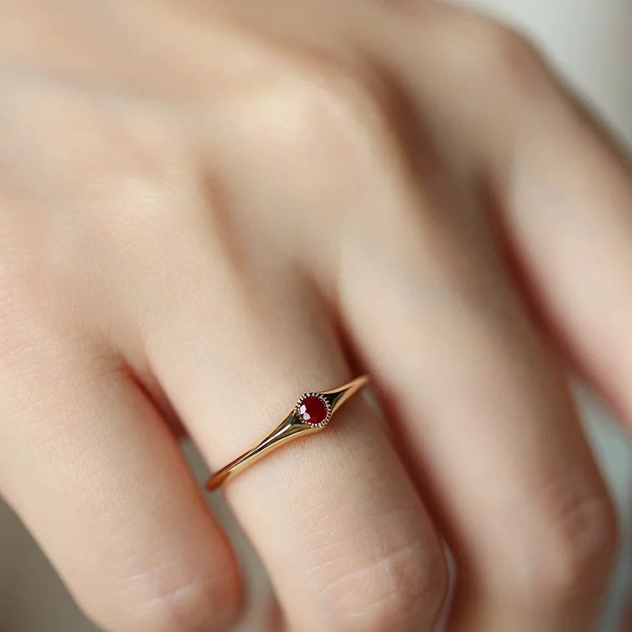 Classic Art Ruby rings for women Slim Stacked Style Light Luxury Retro fine Red Ring Suitable for Daily Wearing Jewelry Gifts Main image