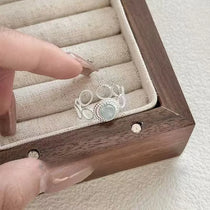 925 Sterling Silver Rings For Women Elegant Jewelry Blue Zircon Lace Open Accessories Engagement Jewellery Allergy