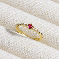 Rose Red Zircon Rings For Women Minimalism 18K Gold Plated Finger Dainty Jewelry Valentine Gifts For Girlfriend anillos mujer