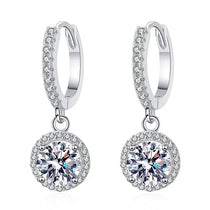 925 Sterling Silver 1 Carat Moissanite Round Earrings for Women Luxury Evening Style