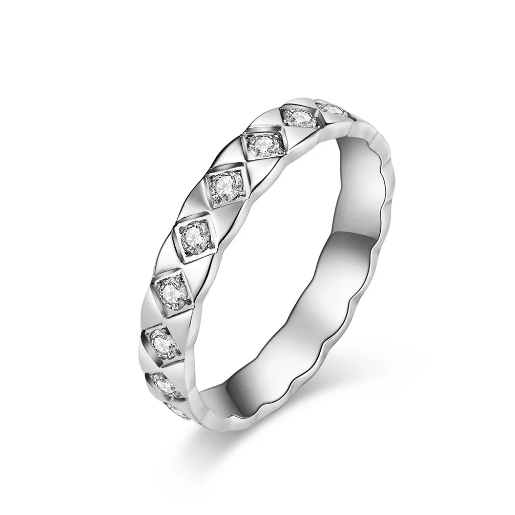 Stainless Steel Rings for Women Elegant Shinnying Zircon Charming Simple Stacking Rhombus Engagement Wedding Jewelry Lover Gifts