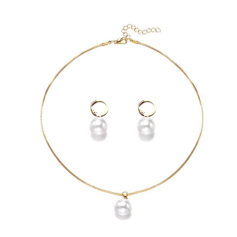 '2 Pieces Of Round Pearl Jewelry Set, Earrings, Pendants, Necklaces, Ladies' Exquisite And Fashionable Wedding Jewelry Set,Gifts