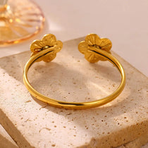 2026 Elegant Cuff Bracelet For Women Double Flower Fashion Bangles Gold Color Stainless Steel Jewelry Summer Waterproof Her Gift