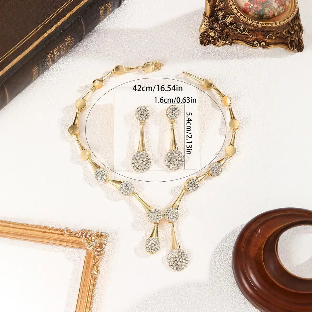 Necklace Earrings Exquisite Set Golden Quiet Elegant Bridal Banquet Jewelry Gifts For Women Secondary image