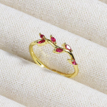 Rose Red Zircon Rings For Women Minimalism 18K Gold Plated Finger Dainty Jewelry Valentine Gifts For Girlfriend anillos mujer