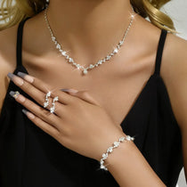 Bridal Shining Crystal Jewelry Set Rhinestone Exquisite Earrings Bracelet Luxury Necklace Women