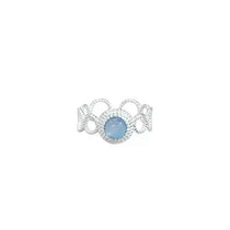 925 Sterling Silver Rings For Women Elegant Jewelry Blue Zircon Lace Open Accessories Engagement Jewellery Allergy