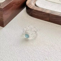 925 Sterling Silver Rings For Women Elegant Jewelry Blue Zircon Lace Open Accessories Engagement Jewellery Allergy