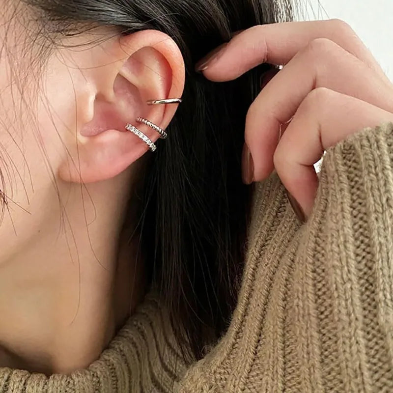 Ear Cuff Earrings for Women Non Piercing 14K Gold Plated Trend Cubic Zirconia Earrings Daily Wear Jewelry Secondary image