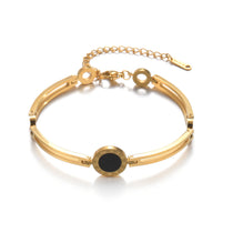 Fashion Bracelet For Women Black Acrylic Stainless Steel Couple Bracelet Carved Roman Numerals Girl Gift Hot Sale