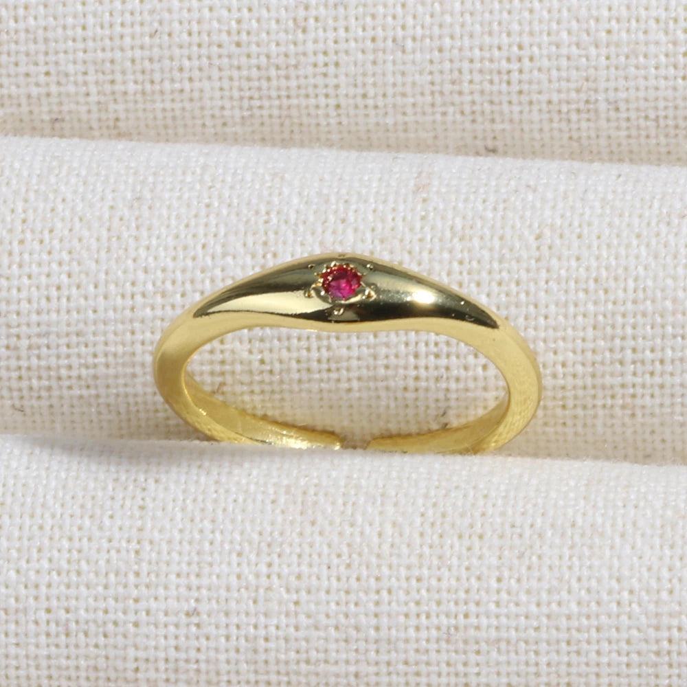 Rose Red Zircon Rings For Women Minimalism 18K Gold Plated Finger Dainty Jewelry Valentine Gifts For Girlfriend anillos mujer
