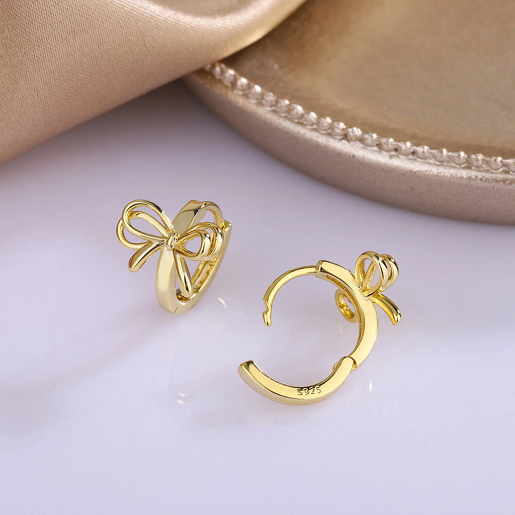 Bow Hoop Earrings for Women Girls, Double Bowknot Huggies Ear Jewelry