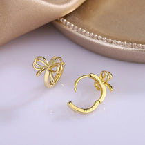 Bow Hoop Earrings for Women Girls, Double Bowknot Huggies Ear Jewelry