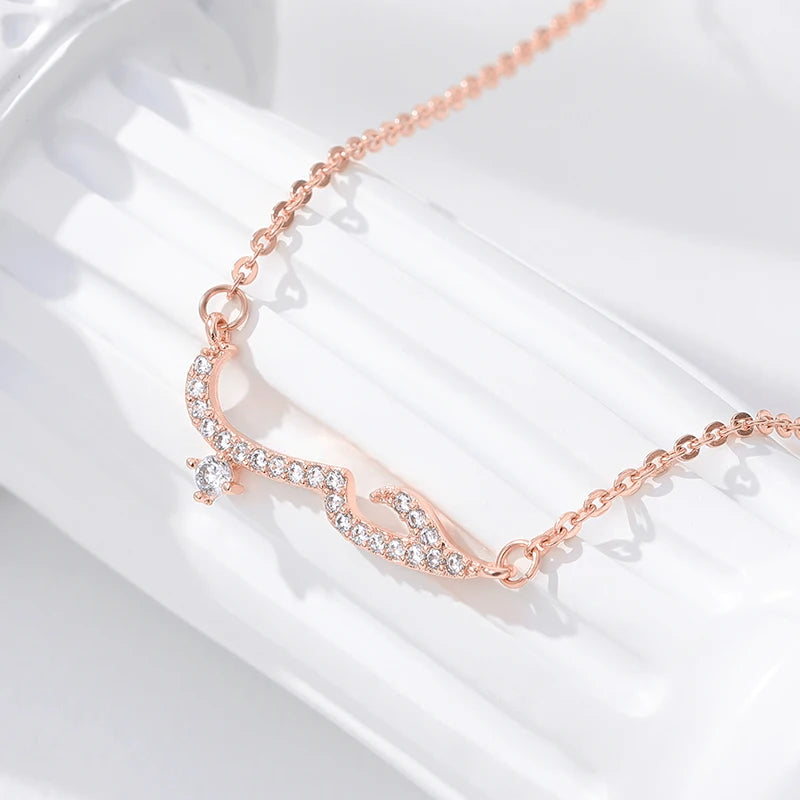 Luxury Shiny Crystal Arabic Love Pendant Necklace For Women Stainless Steel Chain Fashion Vintage Necklace Jewelry Couple Gifts