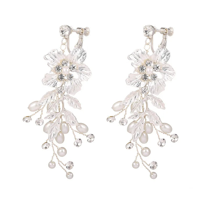 Elegant Floral Earrings for Women Pearl & Crystal Bridal Jewelry - Bohemian Wedding Accessories - Luxury Everyday To Formal Wear