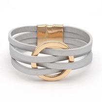 Leather Bracelets For Women 2024 Fashion Bracelets & Bangles Elegant Multilayer Wide Wrap Bracelet Female Jewelry Gift