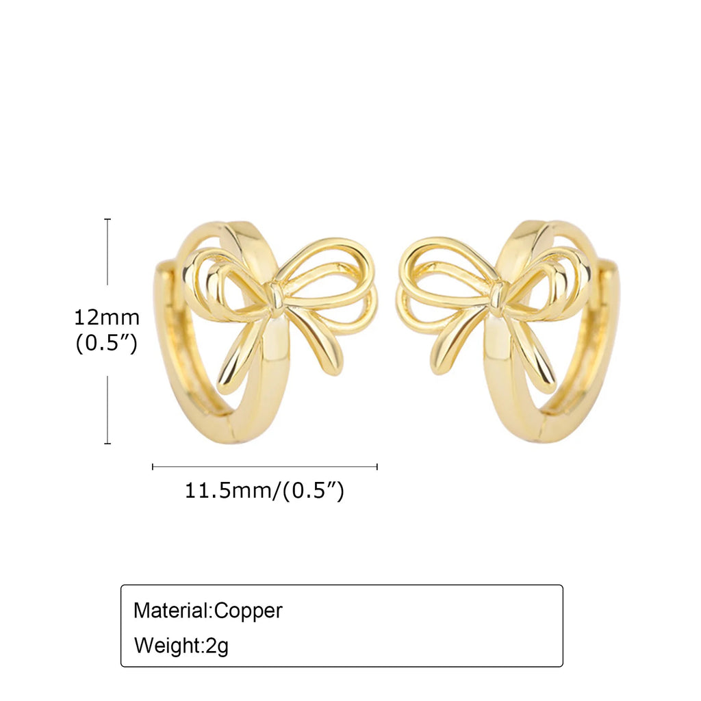 Bow Hoop Earrings for Women Girls, Double Bowknot Huggies Ear Jewelry