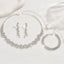 Alloy Rhinestone Jewelry Set Irregular Silver Necklace Bracelet Earrings Ring Sparkling Shiny Rhinestone Bridal Jewelry Set