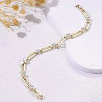 Gold Bracelets for Women Dainty 14K Gold Plated  Cubic Zirconia Paperclip Chain Bracelet Trendy Jewelry