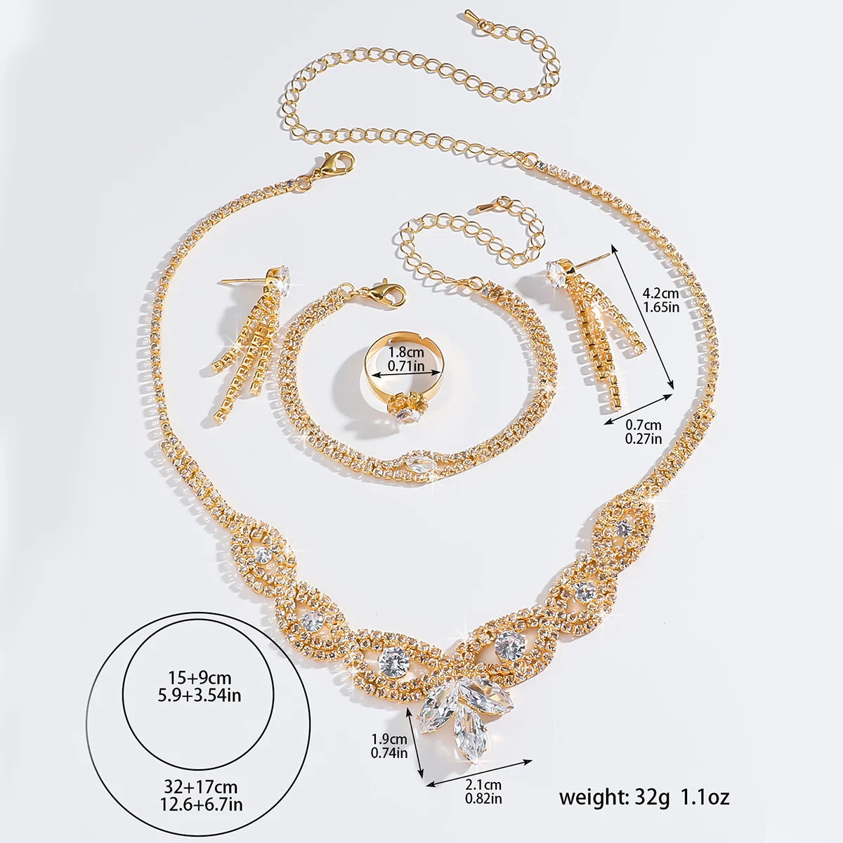 Elegant, exquisite, exaggerated necklace, earring, bracelet, ring, jewelry set, bridal and red carpet event styling accessories Secondary image