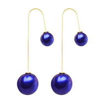 Fashion Earrings for Women U-Shaped Double Sided Faux Pearl Gold Plated Ear Dangle Jewelry