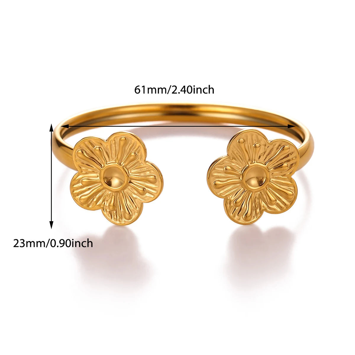 2026 Elegant Cuff Bracelet For Women Double Flower Fashion Bangles Gold Color Stainless Steel Jewelry Summer Waterproof Her Gift