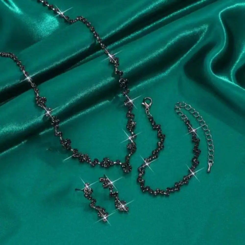 Bridal Shining Crystal Jewelry Set Rhinestone Exquisite Earrings Bracelet Luxury Necklace Women