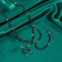 Bridal Shining Crystal Jewelry Set Rhinestone Exquisite Earrings Bracelet Luxury Necklace Women