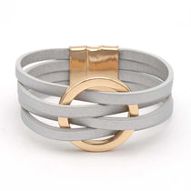 Leather Bracelets For Women 2024 Fashion Bracelets & Bangles Elegant Multilayer Wide Wrap Bracelet Female Jewelry Gift