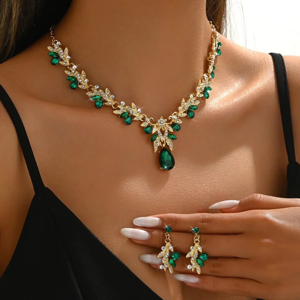 2025 Fashion Jewelry Set for Bridal Necklace Earrings Set Women Crystal Engagement Wedding Banquet Dress Accessories