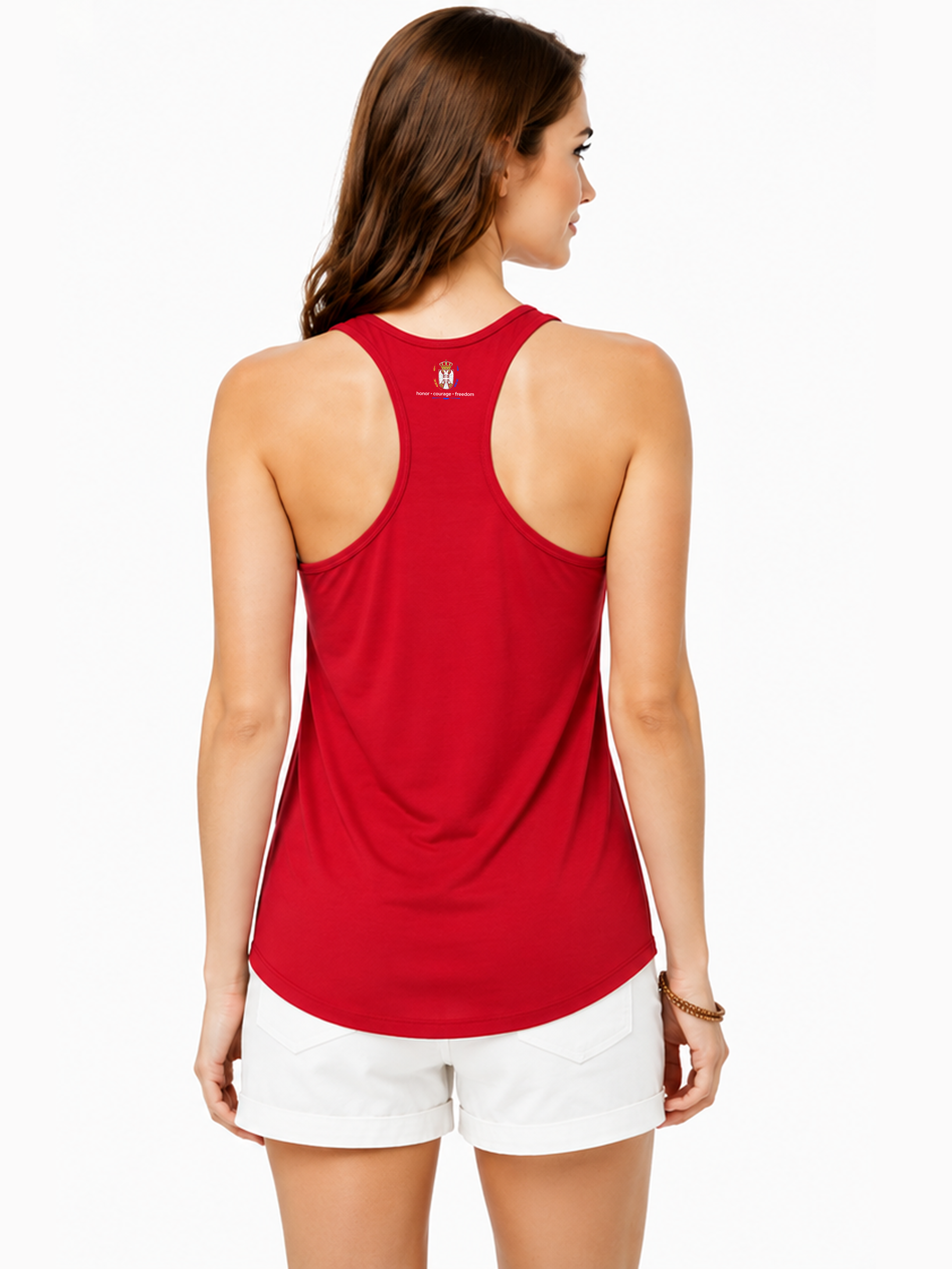 Serbia Pride Racerback Tank Top for Women | Country Heritage Graphic Secondary image