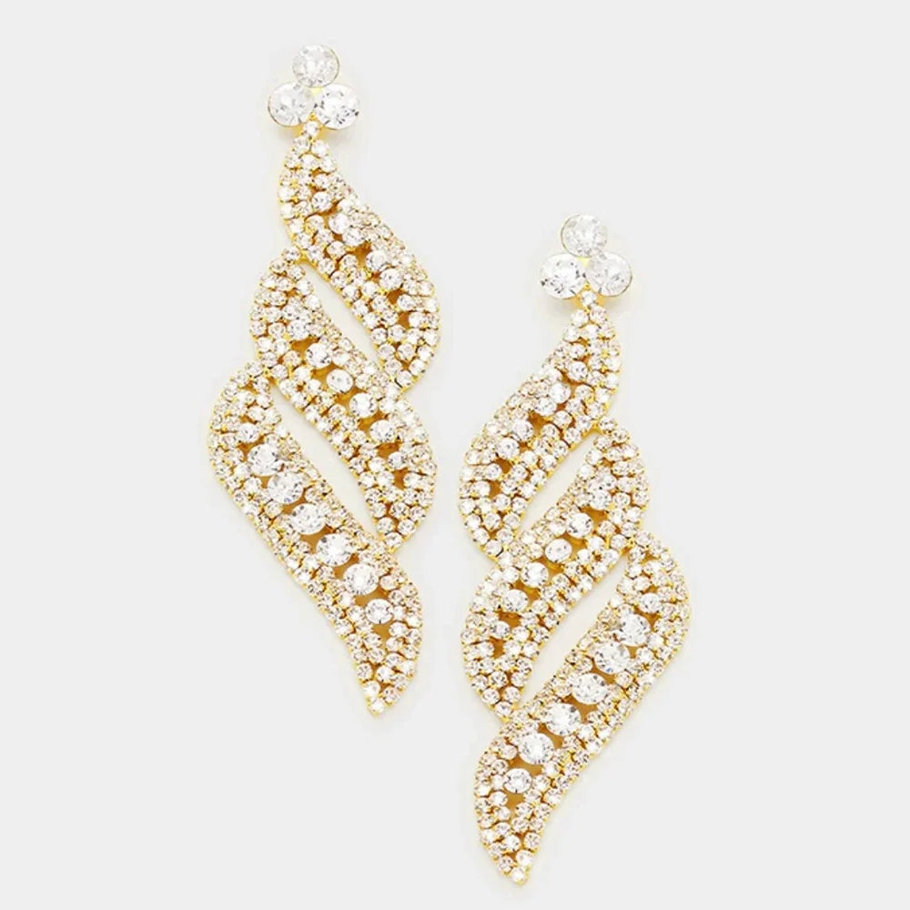 Exaggerated Earrings for Women 2023 Trending Accessories Bling Cystal Rhinestones Statement Earrings Geometry Jewelry Gift