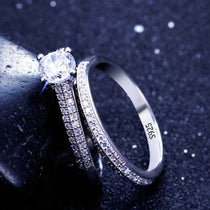 1 pair Vintage Halo 925 Sterling Silver Wedding Ring Set For Women Lady Anniversary Gift Jewelry Bulk Sell
