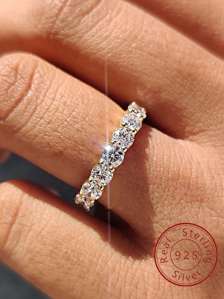 925 Sterling Silver Round Zircon Shiny Gorgeous Rings For Women Engagement Wedding High Quality Fine Jewelry Main image