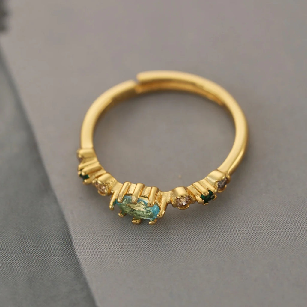 S925 Sterling Silver Ring for Women: Sparkling Art Zircon Inlaid, 18k Gold Plating，Elegant Gift Jewelry