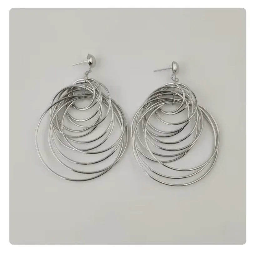 Earrings for women crystal oorbellen hangers statement chain pendientes largos ear circle tassel trendy geometric Euro-American
