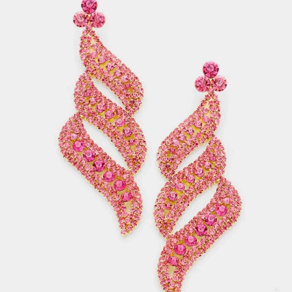 Exaggerated Earrings for Women 2023 Trending Accessories Bling Cystal Rhinestones Statement Earrings Geometry Jewelry Gift