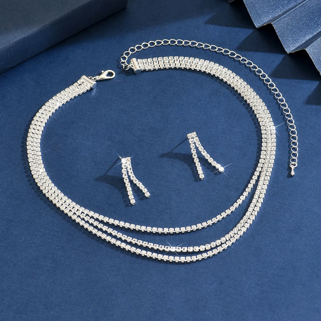 Elegant Women's Jewelry Set Zinc Alloy Chain Necklace Earrings Perfect for Weddings Parties Festivals All Season Wear