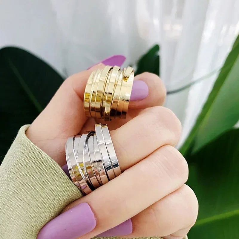 Multi Layer Wide Ring for Women Minimalist Medium-Sized Rings