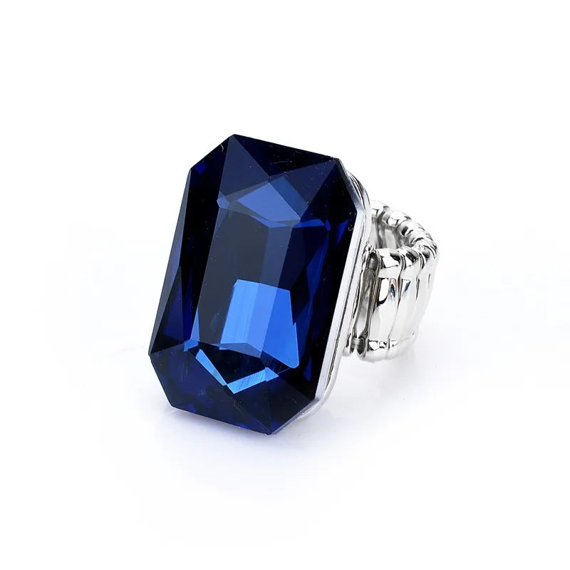 Personality Elegant Big Ring for Women 7 Colors Big Resin Stone Fashion Elastic Stretch Finger Rings Jewelry Christmaswholesale