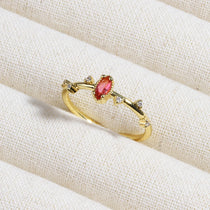Rose Red Zircon Rings For Women Minimalism 18K Gold Plated Finger Dainty Jewelry Valentine Gifts For Girlfriend anillos mujer