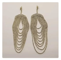 Earrings for women crystal oorbellen hangers statement chain pendientes largos ear circle tassel trendy geometric Euro-American