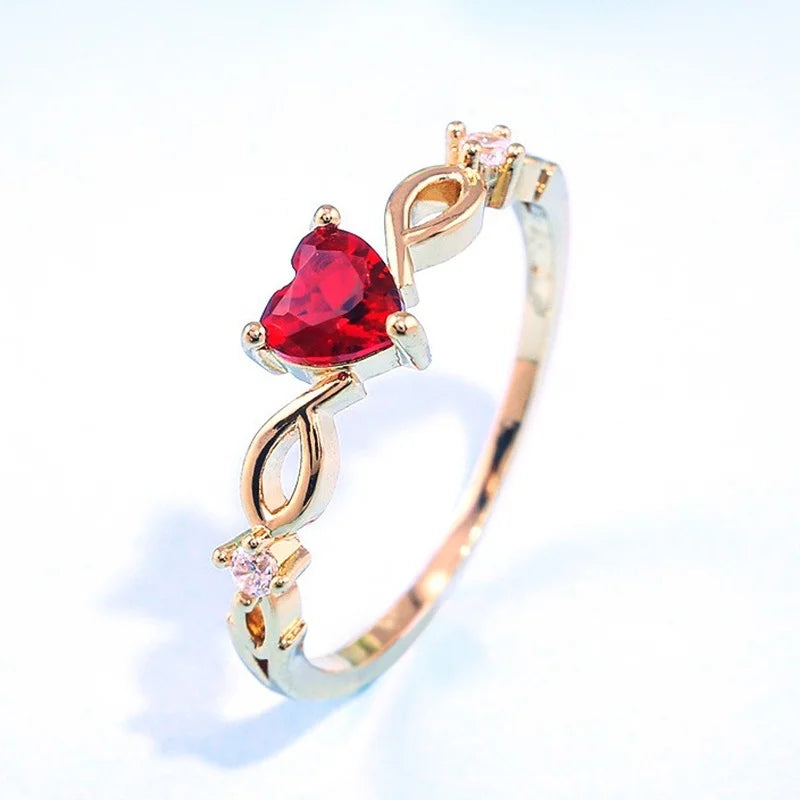 Simple Heart Ring For Women Female Cute Finger Rings Romantic Birthday Gift For Girlfriend Fashion Zircon Stone Jewelry Main image