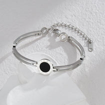 Fashion Bracelet For Women Black Acrylic Stainless Steel Couple Bracelet Carved Roman Numerals Girl Gift Hot Sale