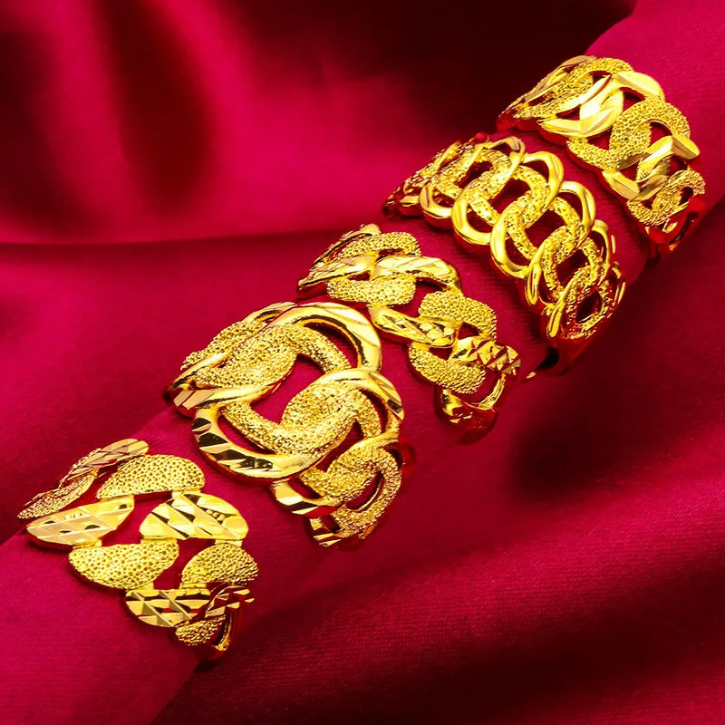 Women's Woven Pattern Gold Tone Open Adjustable Ring Fashion Jewelry For Daily Wear Party Date Gift 5 Optional Styles For Female Secondary image