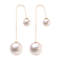 Fashion Earrings for Women U-Shaped Double Sided Faux Pearl Gold Plated Ear Dangle Jewelry