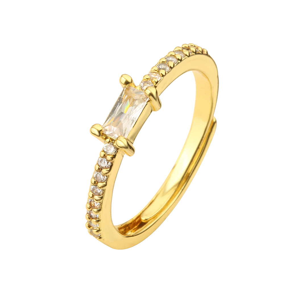 Simple Rectangle Ring For Women Female Cute Finger Rings Birthday Gift For Girlfriend Fashion Zircon Stone Jewelry